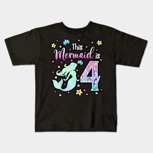 4Th Birthday Gift Mermaid Is A Gift For Girls 4 Years Old Kids T-Shirt